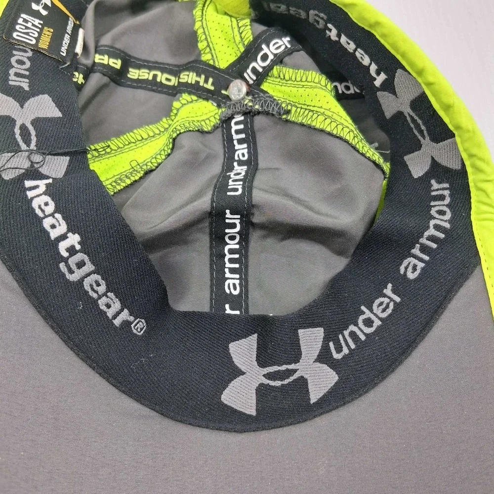 Under Armour Womens HeatGear Running‎ Hat Gray Neon Green Adjustable OSFA